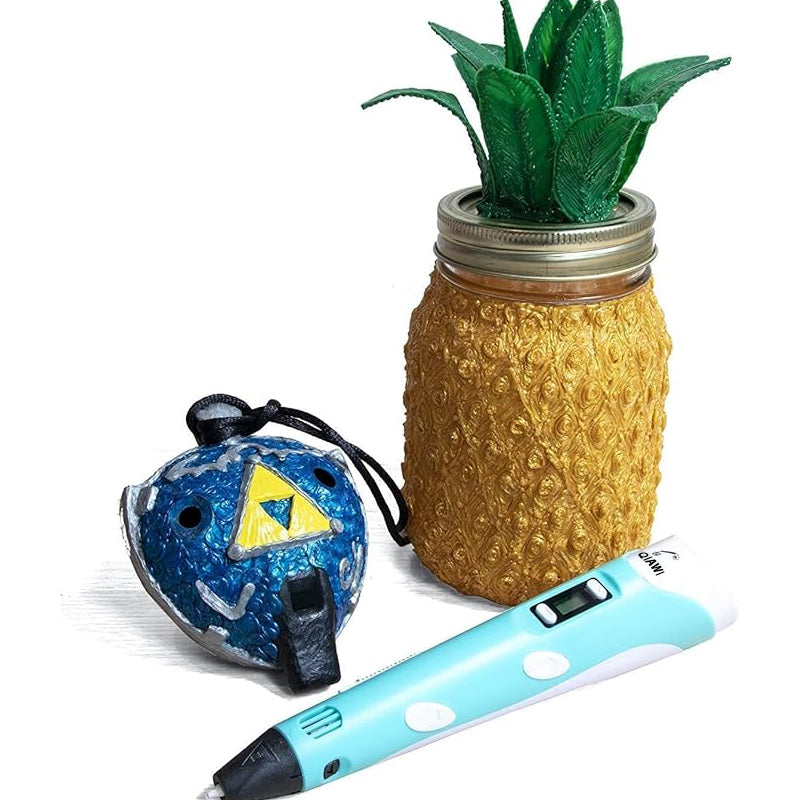 đ„Last Day Saleđ„ QIAWI's P1 3D Printing Pen with Display - Includes 3D Pen, 3 Starter Colors of PLA Filament, Stencil Book + Project Guide, and Charger