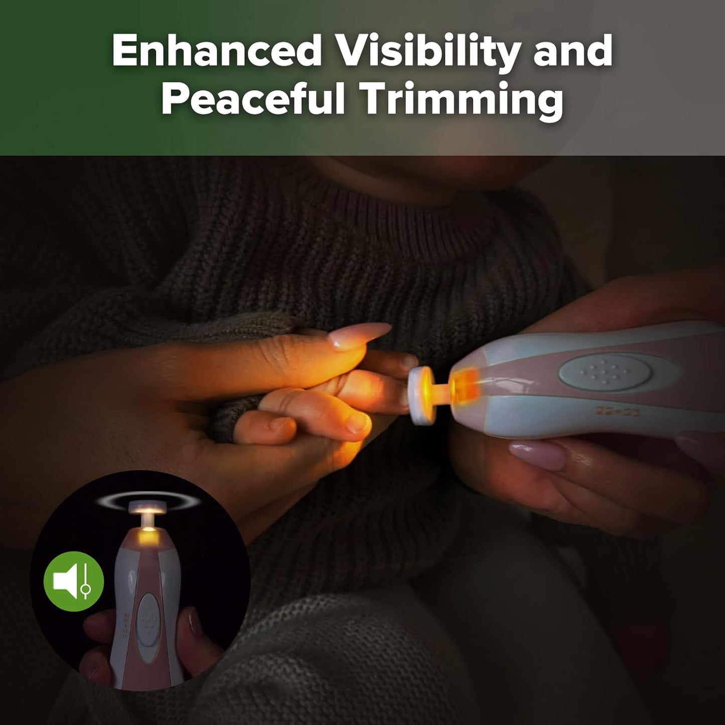 【Safety Guaranteed】Qooes Baby Electric Nail File | Anti-cut Injury Design with Low Noise | Specialized Nail Trimming and Shaping Device for Newborns