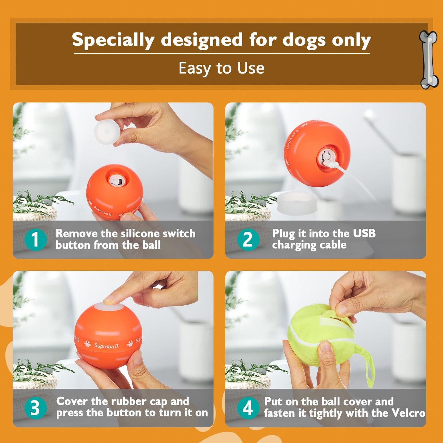 NESLEMY Interactive Dog Ball – Automatic, Rechargeable & Fun!(Keep Your Dog Entertained for Hours with Smart Self-Rolling Technology)