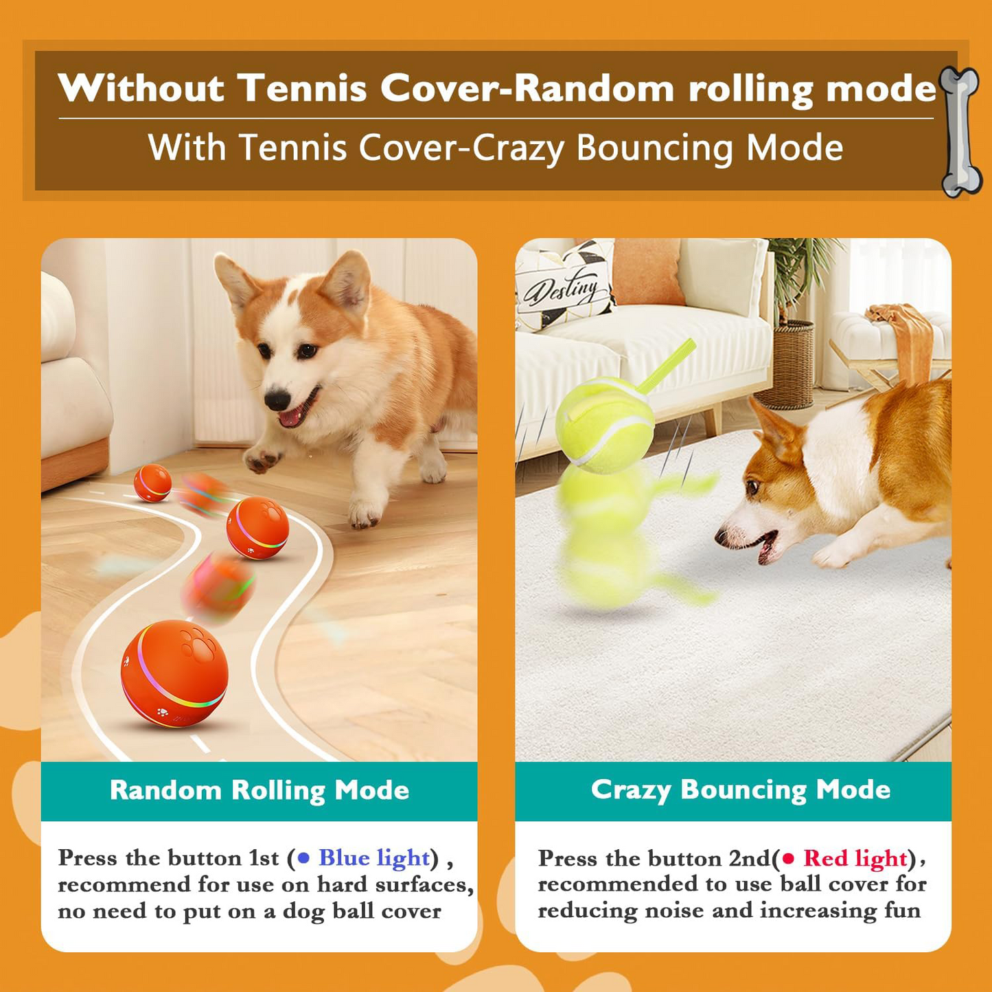 NESLEMY Interactive Dog Ball – Automatic, Rechargeable & Fun!(Keep Your Dog Entertained for Hours with Smart Self-Rolling Technology)