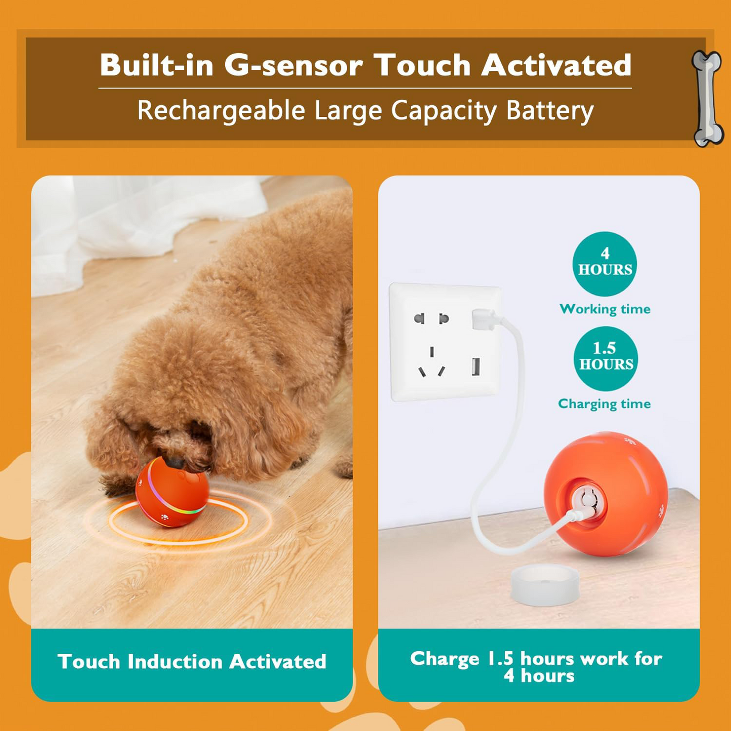 NESLEMY Interactive Dog Ball – Automatic, Rechargeable & Fun!(Keep Your Dog Entertained for Hours with Smart Self-Rolling Technology)