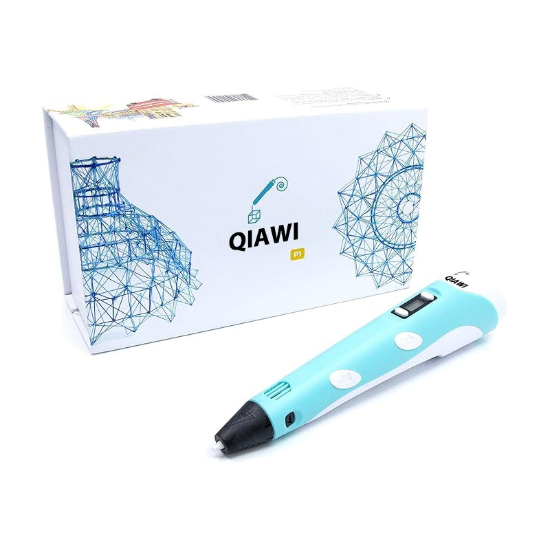 đ„Last Day Saleđ„ QIAWI's P1 3D Printing Pen with Display - Includes 3D Pen, 3 Starter Colors of PLA Filament, Stencil Book + Project Guide, and Charger