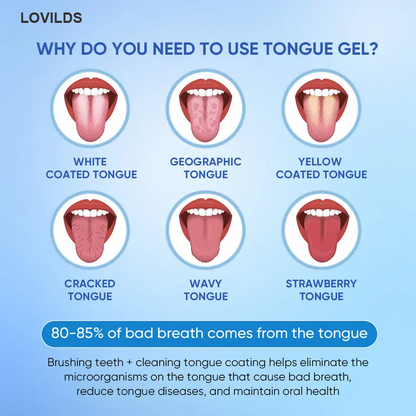 LOVILDS Tongue Cleaning Gel & Tongue Brush, for Cleaner Mouth Reduce Bad Breath