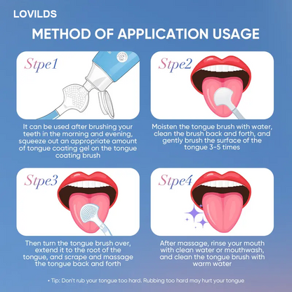 LOVILDS Tongue Cleaning Gel & Tongue Brush, for Cleaner Mouth Reduce Bad Breath