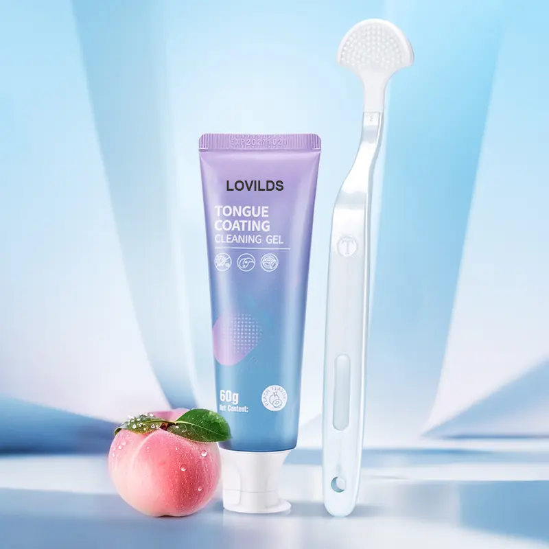 LOVILDS Tongue Cleaning Gel & Tongue Brush, for Cleaner Mouth Reduce Bad Breath
